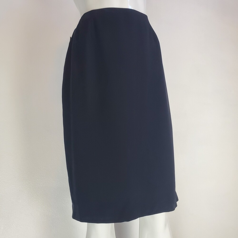 NEW Vintage 90's Liz Claiborne Black Silk Pencil Skirt